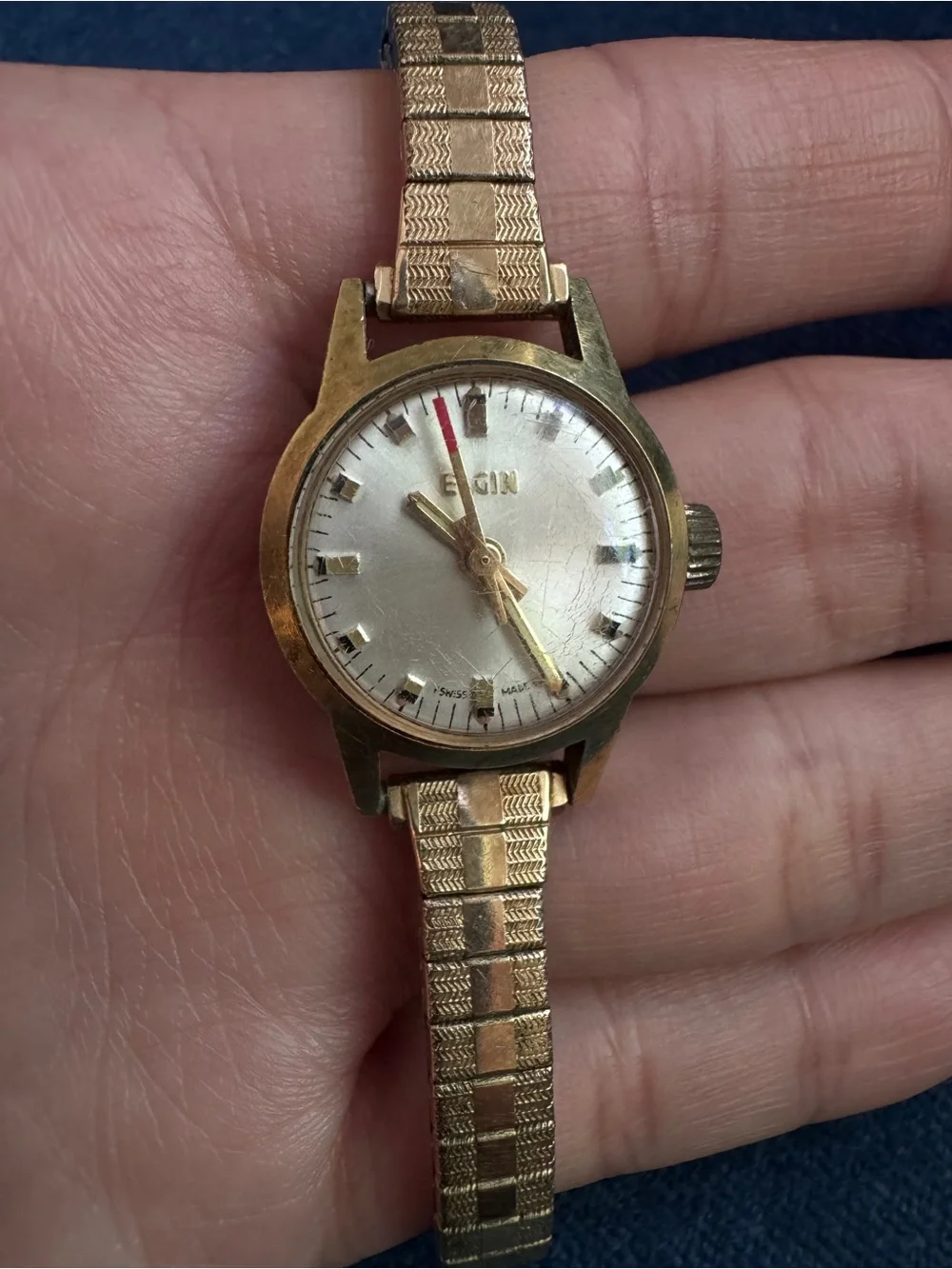 Vintage ELGIN expandable AUTOMATIC SWISS Made gold tone stainless steel‎ Watch